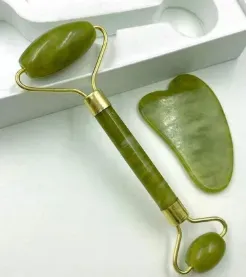 (Original Stone) Jade Roller and Gua Sha Set, Beyond Jade Face Roller - Face Massager, Facial Roller for Skin, Eyes, Neck - Noiseless Design | Flawless